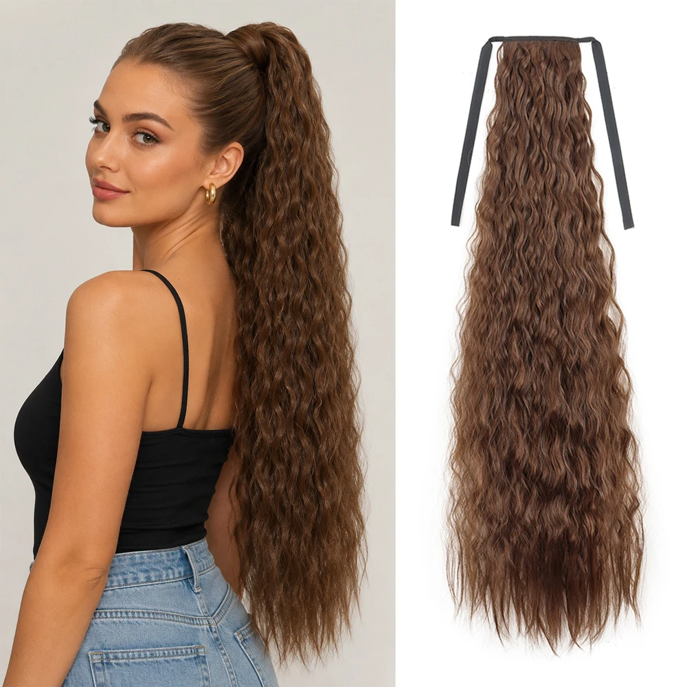 

34Inch Synthetic Long Afro Kinky Curly Drawstring Ponytail Hair Extensions Natural Hairpiece Accessories for Women
