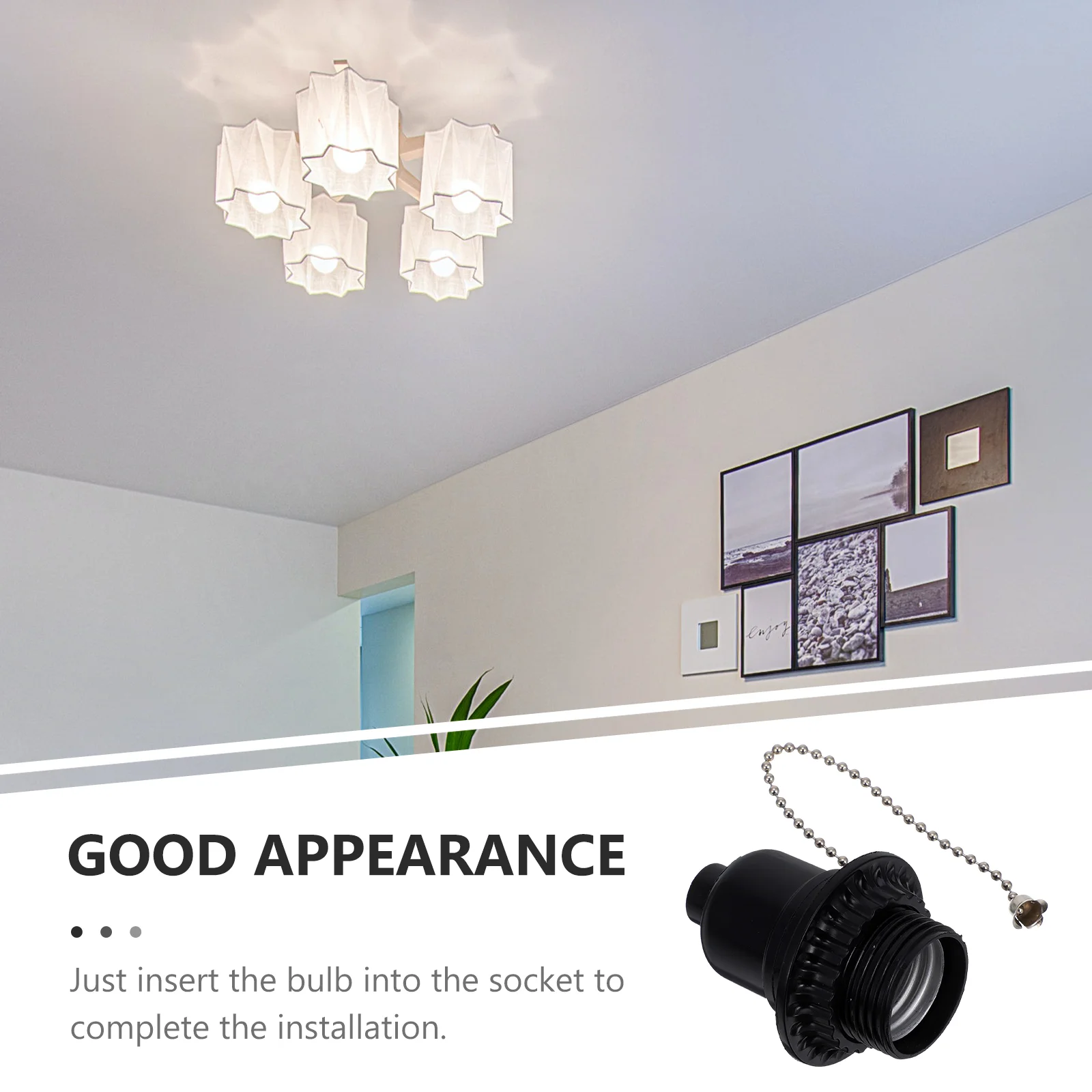 Pull Switch Lamp Parts Hardware Bulb Socket Cord Chain Light with Holder Zipper