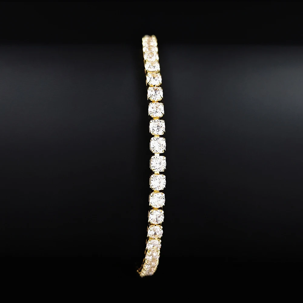 Luxury Elegance Shining 4mm Gold Color on Hand Princess Bracelet Bangle for Women Anniversary Gift Jewelry Wholesale S5787 image 3