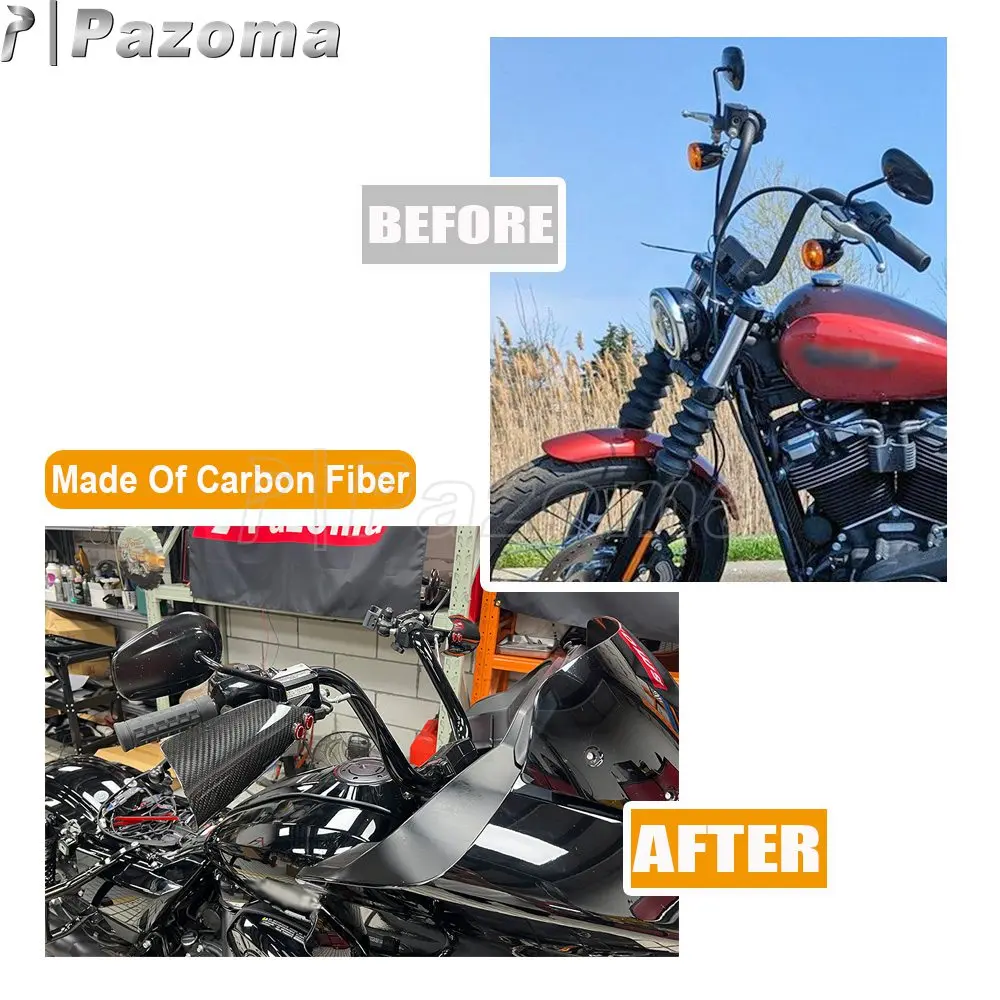 واقي اليد من الكربون لـ Harley Softail FXBB FXBBS FXST FXLRST FLDE FLHC FLHCS PAZOMA مقبض الدراجة النارية واقي اليد واقي الرياح