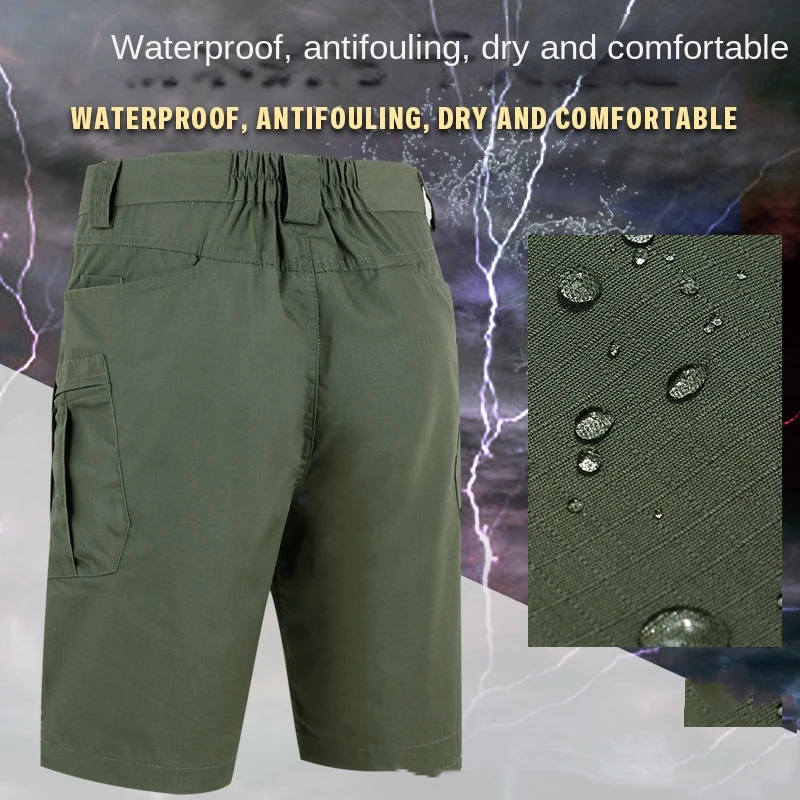 

Men's Multi-Pocket Waterproof and Stain-Resistant Shorts - Stay Dry and Comfortable in Durable Outdoor Utility Shorts