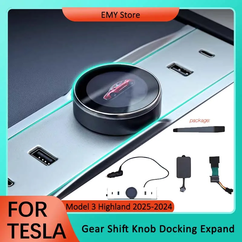 

LCD Display Gear Shift For Tesla Model 3 Highland 2024 Multifunctional Docking Station With Type-C USB Fast Charging