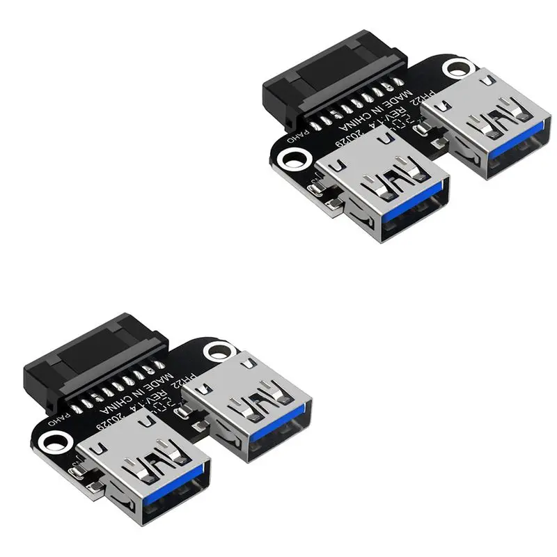 A31T 2Pcs USB 3.0 Motherboard Adapter 19 20 Pin Female to Dual USB 3.0 A Female Internal Header Converter