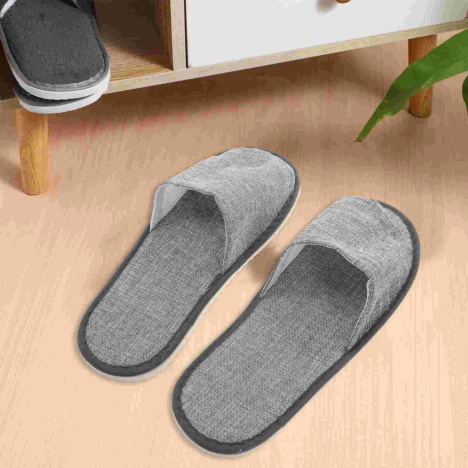 10 Pcs Disposable Hotel Slippers Men's Indoor for Guests Spa Women Comfortable Open Toes Linen Non Slips Cotton Man Bedroom