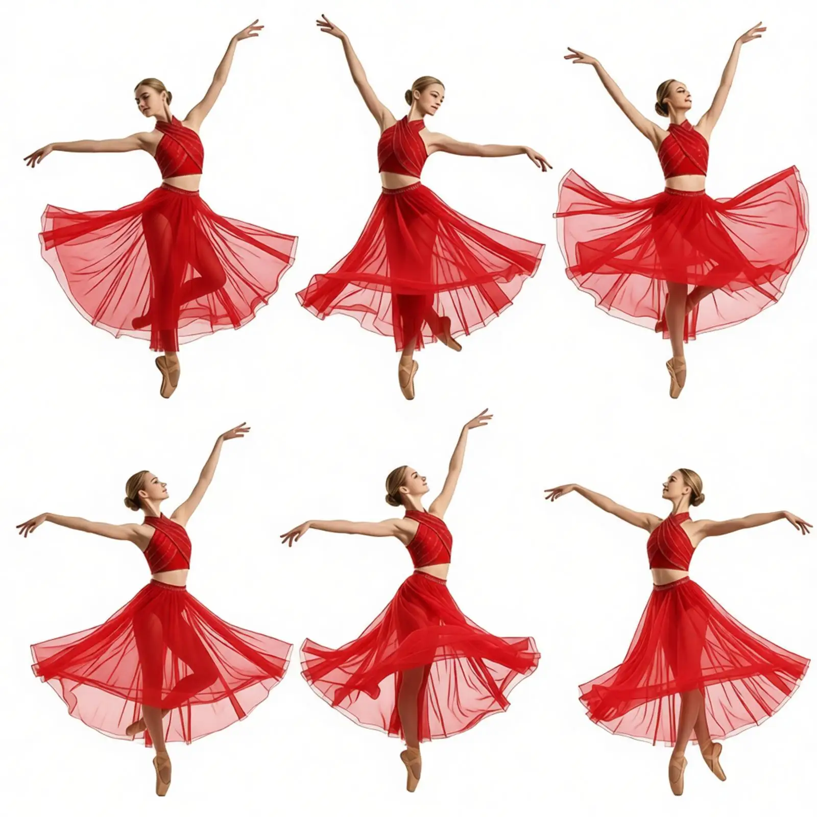 Women Ballet Figure Skating Costume Sleeveless Rhinestones Crop Top with Mesh Skirt Pants Modern Dancewear Lyrical Dance Outfit
