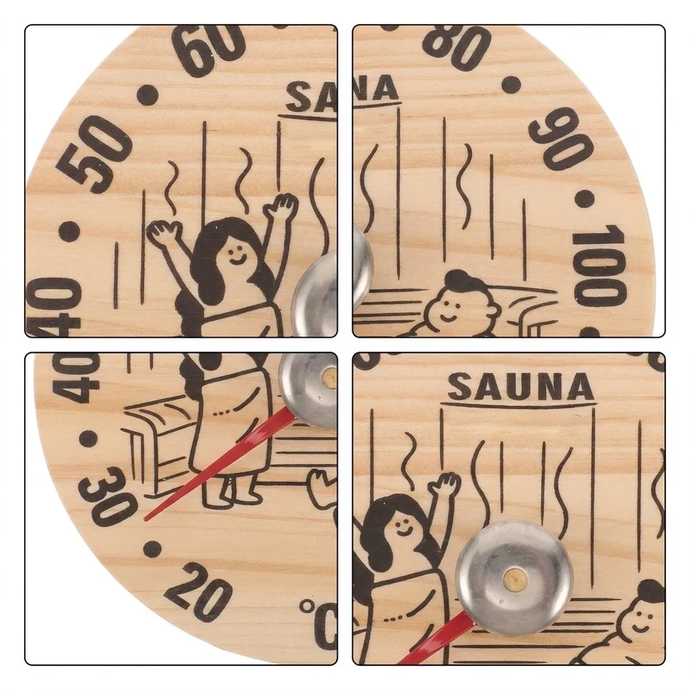 For Battery Free Wooden Sauna Thermometer Hygrometer 12x12cm Mechanical Heat Resistant Wall Mounted Gauge For Home Spa For Steam