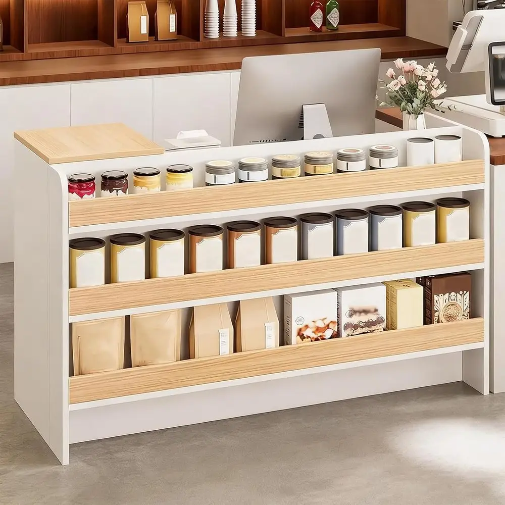 

Рецепция/кассовый стол для розничной торговли с внешней полкой и выдвижным ящиком с замком, современный стол для зоны ожидания/ресепшн, стол для кассы в лобби, магазине