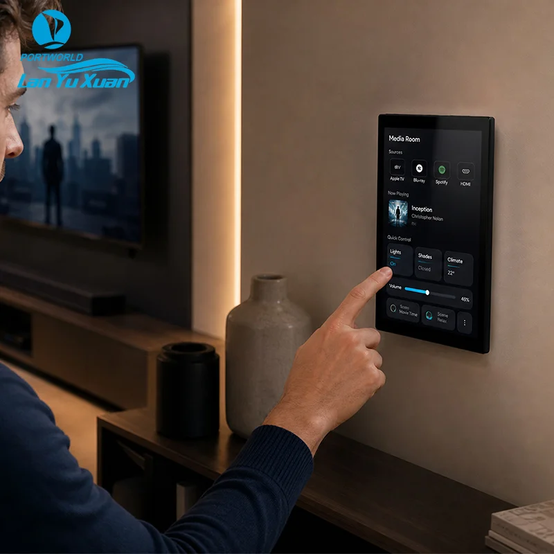 Flush Mount Smart Home Systems 8 Inch Plastic Portrait Android AIO Touch Screen POE Touch Control Panel