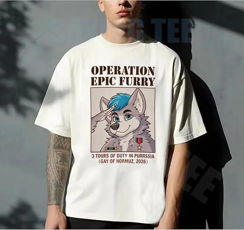 OPERATION EPIC FURRY Y2k Humor T-Shirt, Lustiges 3-Touren-in-Purrrssien-Sarkasmus-Witz-T-Shirt, Fuchs-Kleidungsartikel für Männer und Frauen als Geschenk – Detail 3