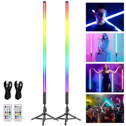 LUXCEO 90cm LED RGB Mood Light Tripod Set Background Lamp Stick Atmosphere Light Tube Romantic Lighting for Music Bar/Party/Room