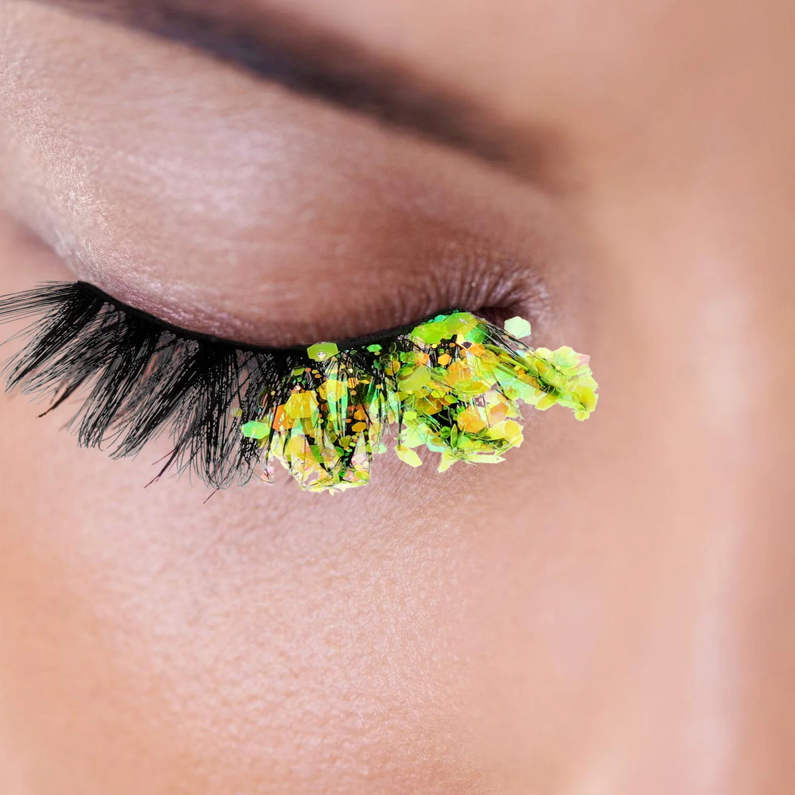 1쌍의 화려한 글리터 인조 속눈썹 형광 변화 축제 파티 가짜 속눈썹 반짝이는 아이 메이크업