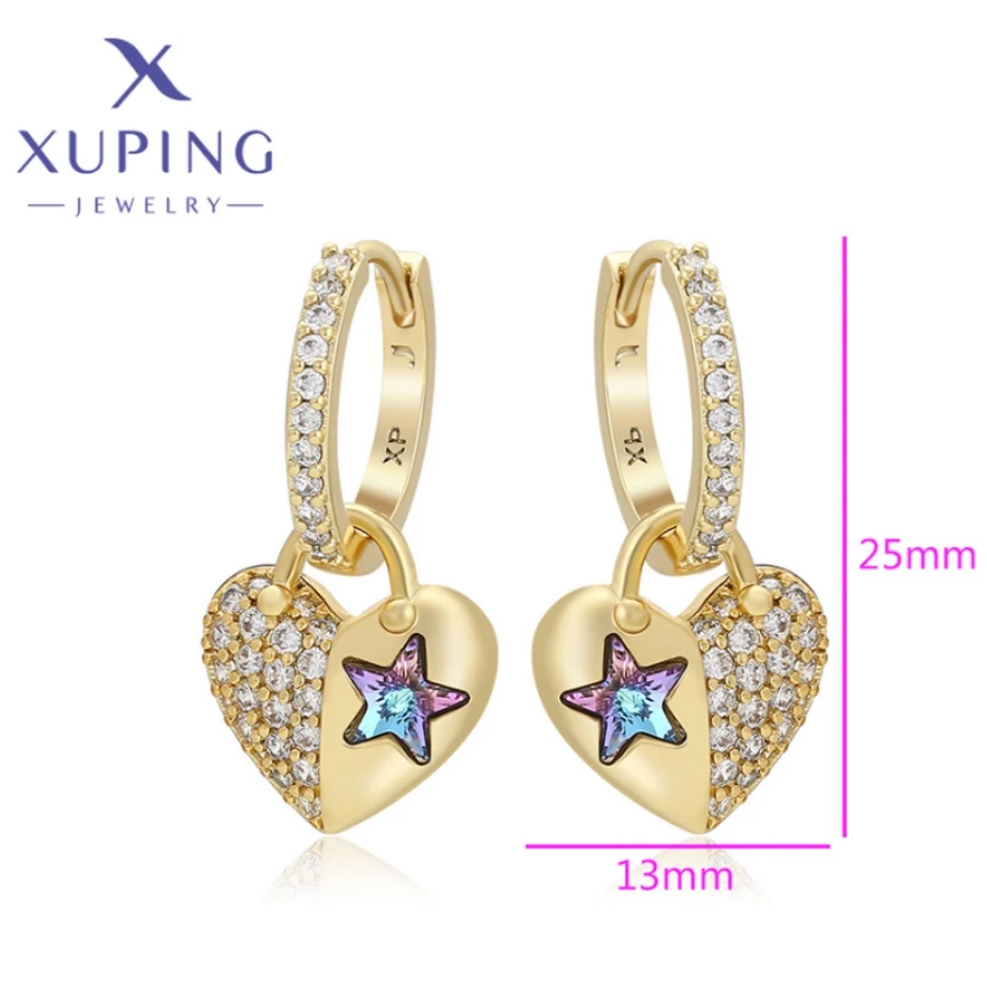 Xuping Jewelry New Arrival Elegant Fashion Light Gold Color Piering Hoop Earrings for Women Schoolgirl Christmas Gift X000917832