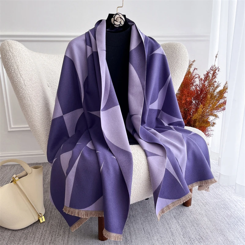 

Autumn Winter Jacquard Pashmina Scarf for Women Shawls and Wraps Cashmere Blanket Warm Thick Stoles Lady Outdoor Bufanda Poncho