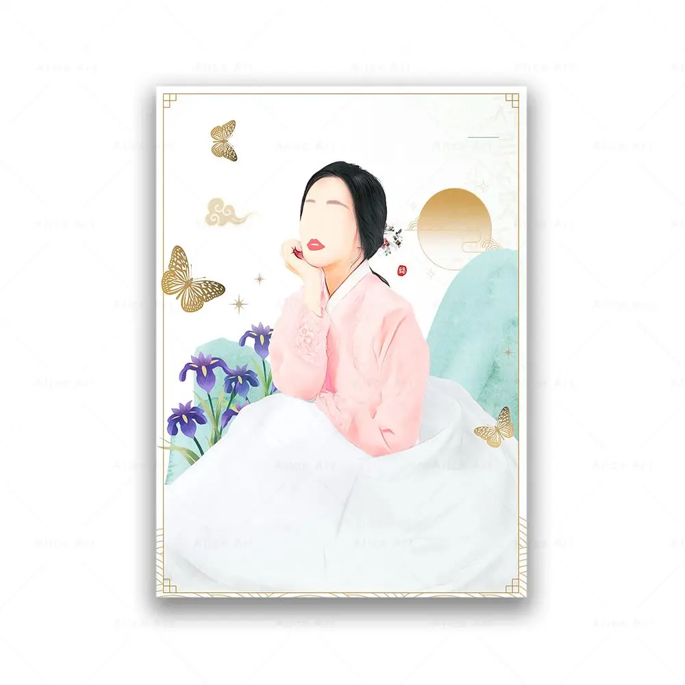 2026 new Korean Art Print Asian Tradition Wall Art Decoration Canvas Painting Hanbok Poster Korea Culture