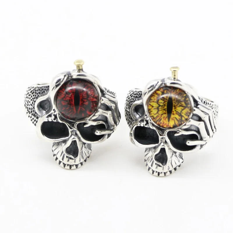 S925 Sterling Silver Ring Hip Hop Rock Punk Eye Accessories  Domineering and personalized retro jewelry