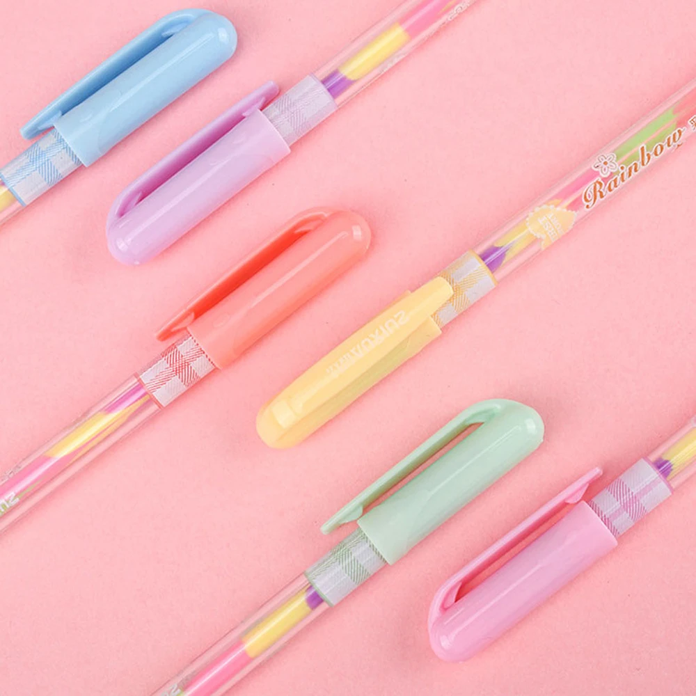 6Pcs Creative Korea Stationery Beautiful Colorful Rainbow Gel Pens Fashion Office School Supplies Writing Pens Painting Pen