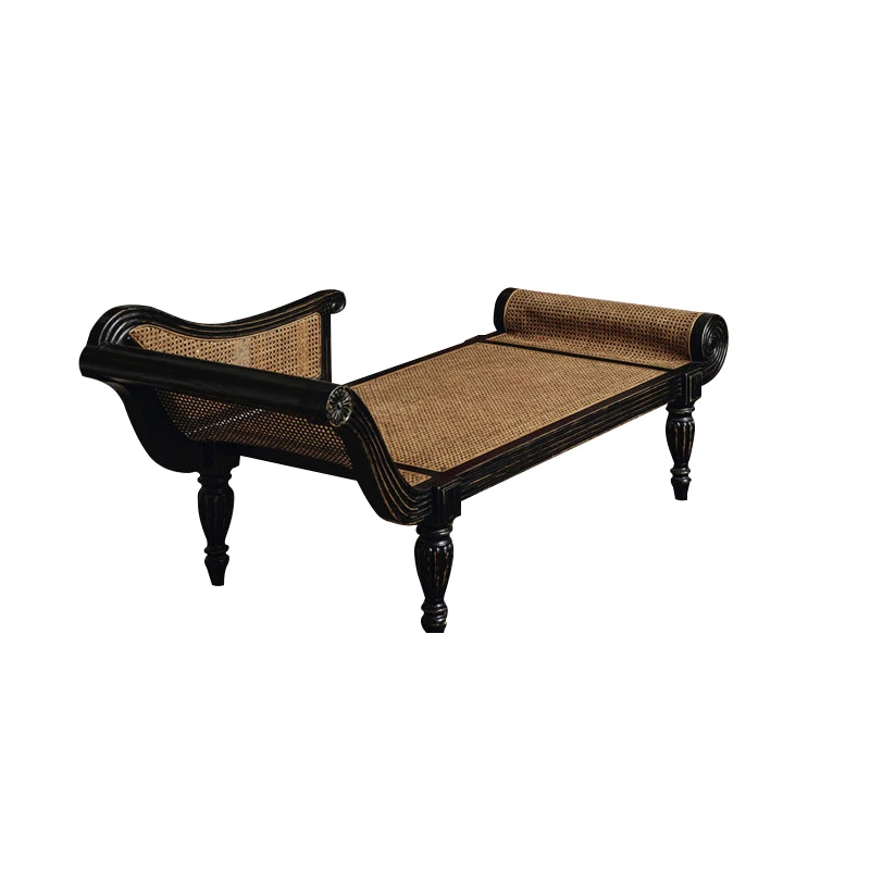 

Rural retro old solid wood concubine chair living room mix and match wind rattan art sofa