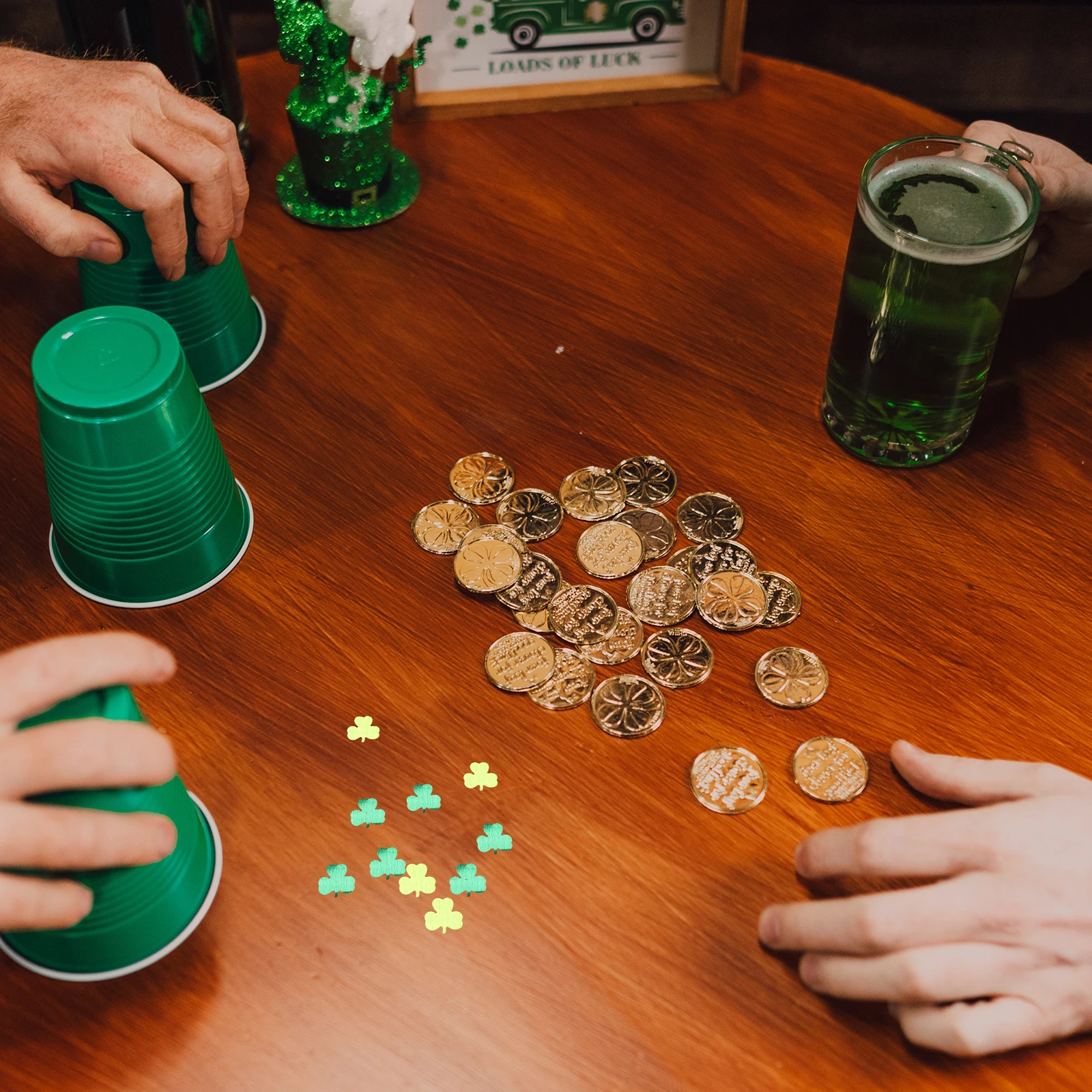 

3 Bags Confetti St Patricks Day Decor PVC Shamrock Party Ornaments DIY Glitter Accessories Crafts House Garden