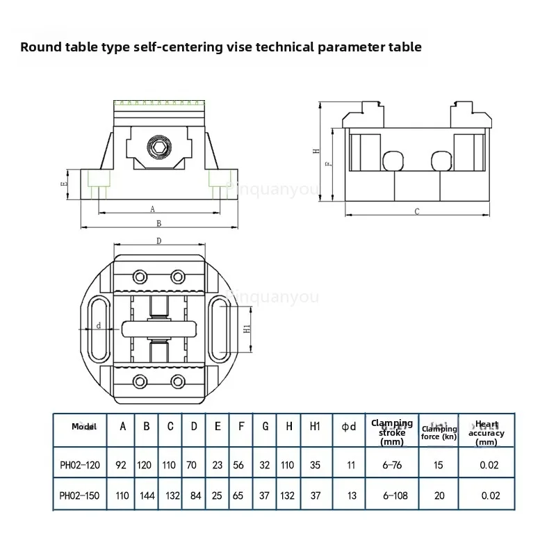 Precision Round Table Self-Centering Vise Manual Drive CNC Machining Center Alignment Clamp Jaw Core Components for Bench Use