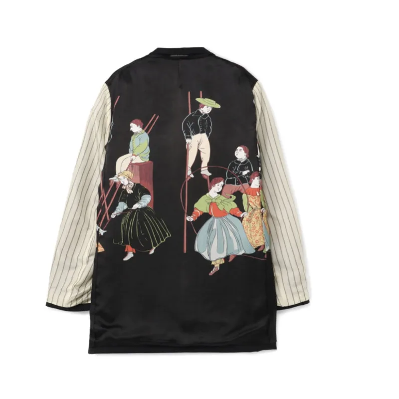 WVGA Spring Autumn New Men Dark Reversible Printed Trendy Turn-Down Collar Coats Niche Chic Casual Long Sleeve Blazer Ins W12975