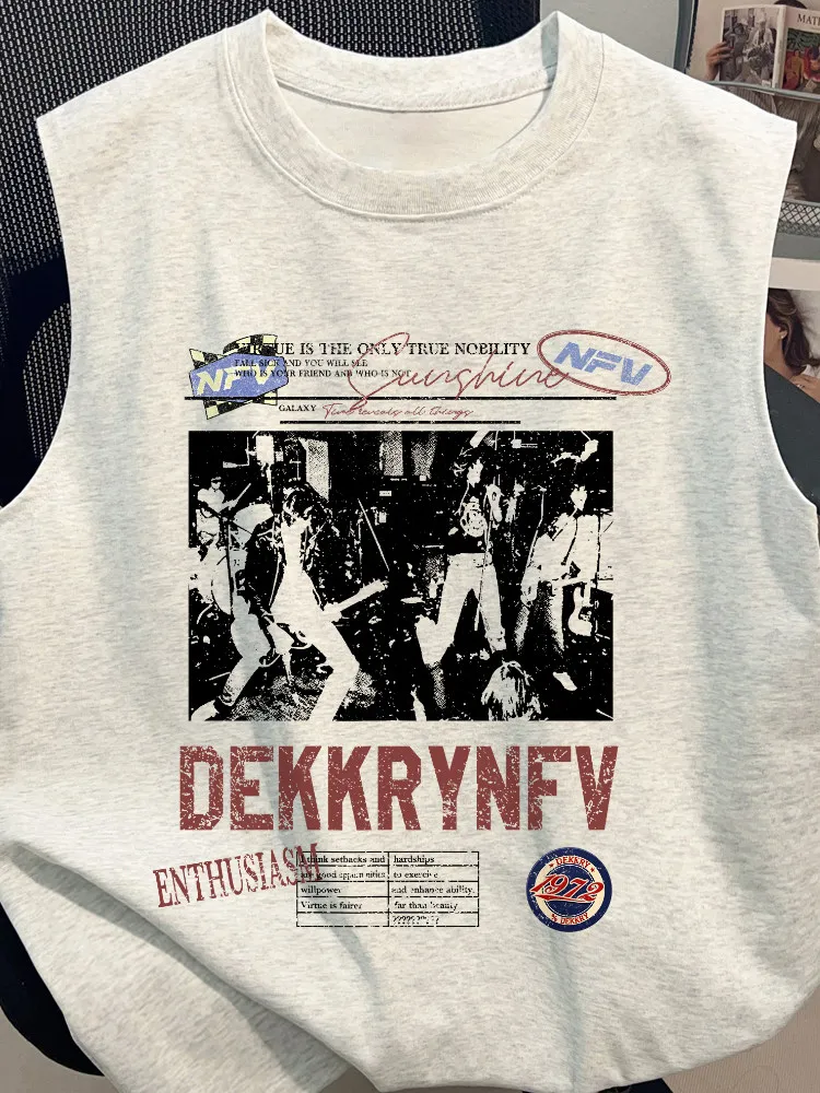 2026 New Summer Vintage Silhouette Letter Print Cotton Sleeveless Tank Top Unisex Couple Shirts White Gray Loose Fashion Tops