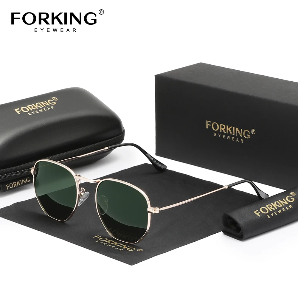 FORKING Light Weight Hexagon Sunglasses Men/Women SunGlasses Retro Mirror Glasses Classic Reflective Eyewear