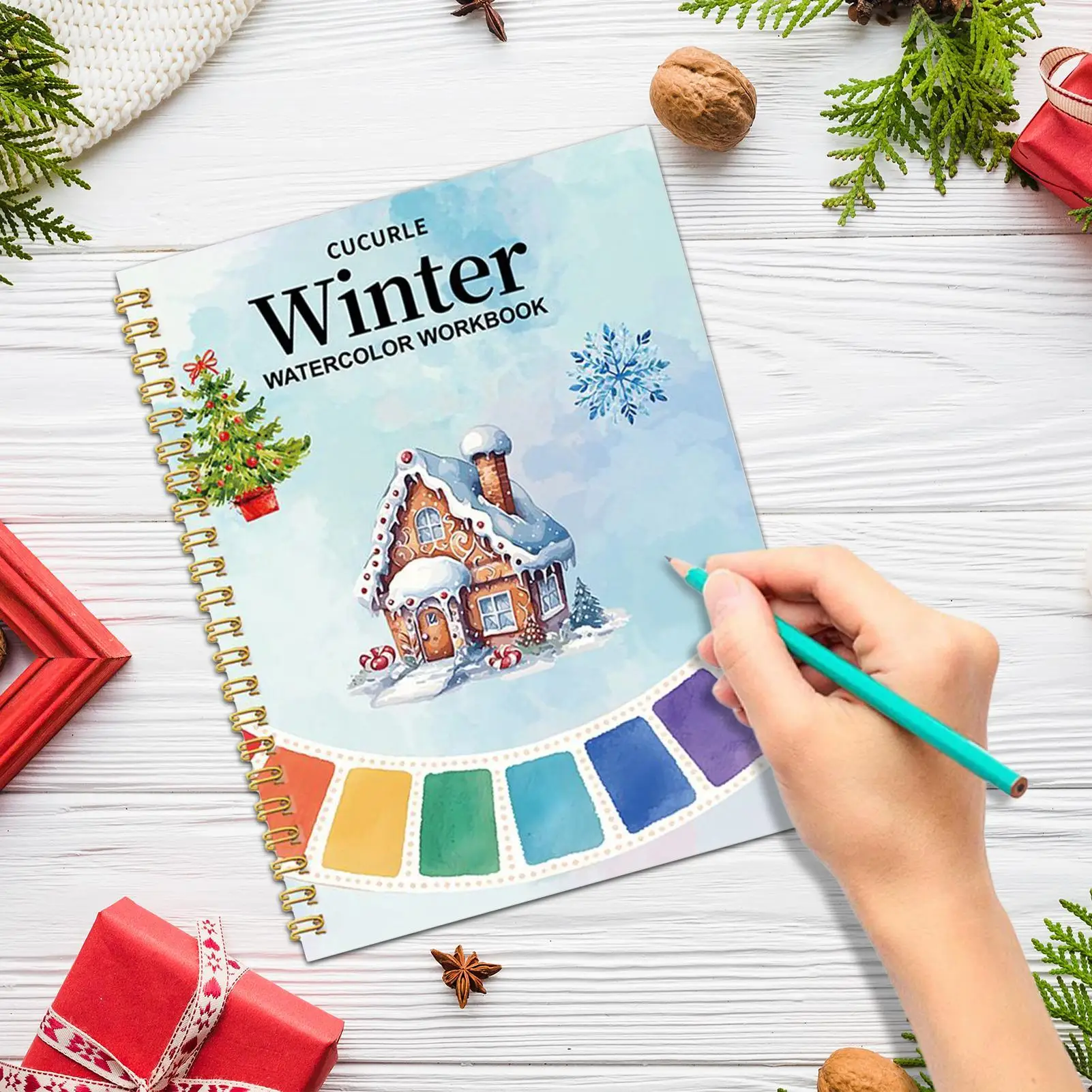 Beginner Watercolor Workbook Christmas Watercolor Workbooks Coloring Book Art Crafts Paper Drawing Coloring For Teens Adults