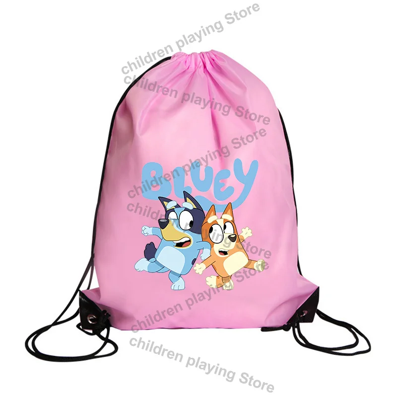 Tas Ransel Seri Blueyi dengan Tali Serut, Motif Kartun Bingo, Cocok untuk Berenang, Bersepeda, Berlari, Tas Olahraga, Motif Anjing Lucu, Tas Penyimpanan Portabel, Hadiah Ulang Tahun