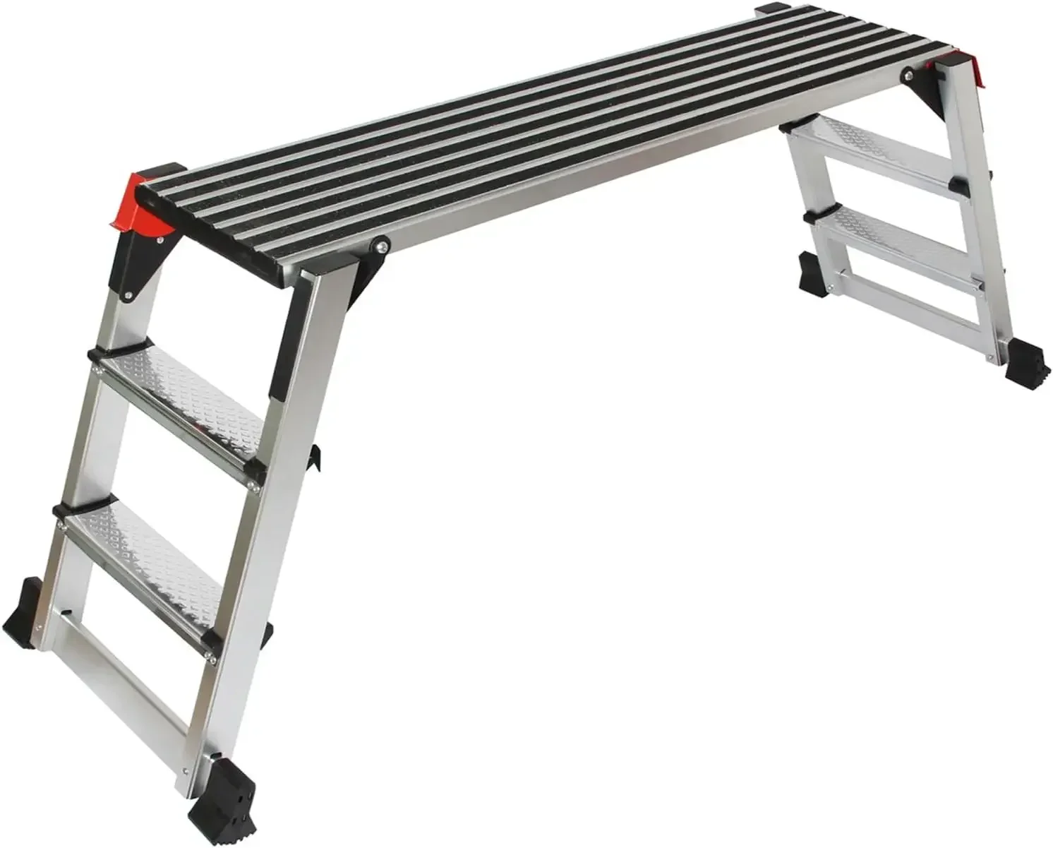 Aluminum Work Platform 50"x12" 2 Step Ladder Folding Portable Work Bench with Non-Slip Mat Capacity 660 LBS Heavy Duty