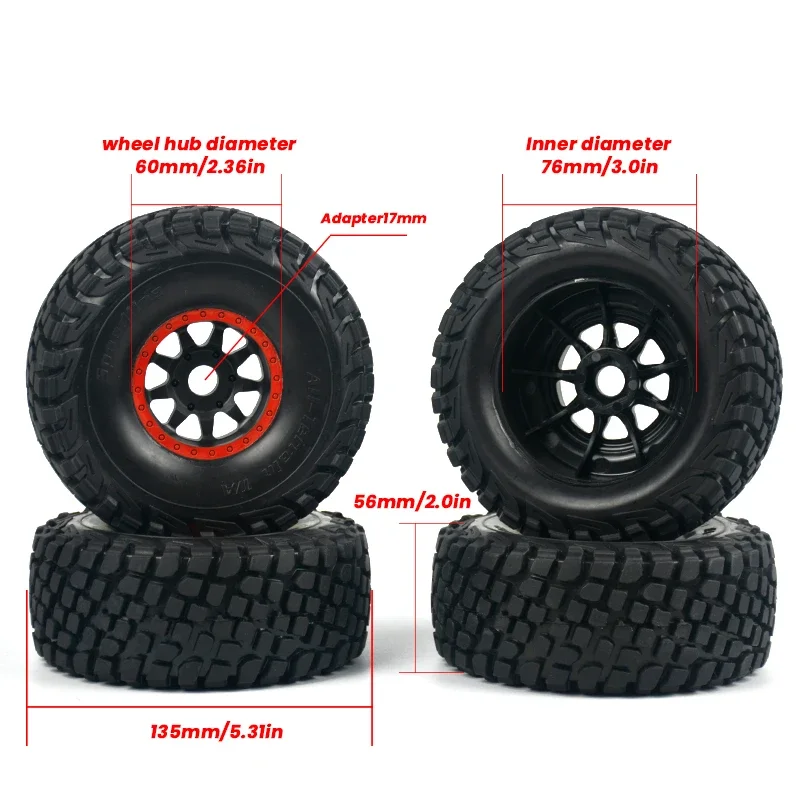 1/8 1/7 RC Car Mojave Short-Course Truck Tires Wheel FS Desert Truck Off-Road Buggy 17MM Adapter Wearable 336184 RC Car Tire