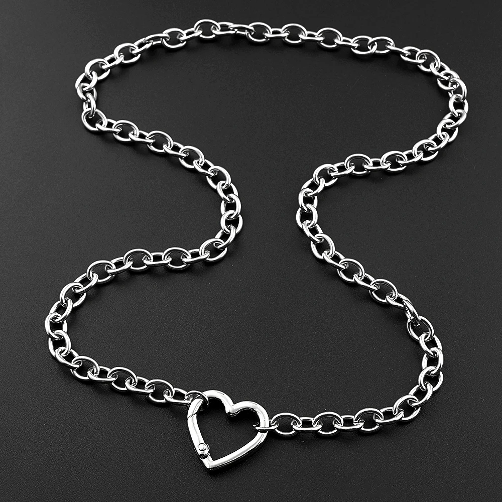 Punk Korean Heart Lock Pendant Necklace For Women Egirl Femboy Stainless Steel Cool Accessory Cute DIY Chain Jewelry Goth