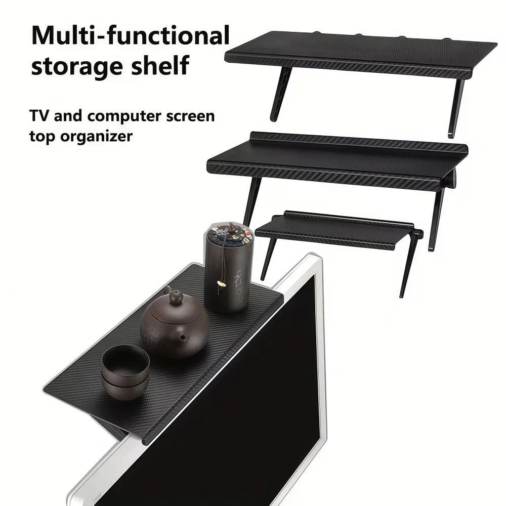 1PC Adjustable TV Screen Top Storage Rack Computer Monitor Desktop Shelf for Wireless Router Set Top Box Media Home Organizer