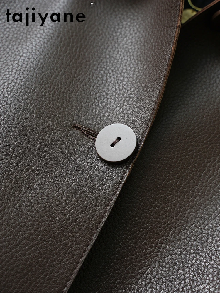 TAJIYANE 100% Skórzana Kurtka Damska z Naturalnej Skóry Owczej Retro Krótkie Kurtki Skórzane z Wzorem Liczi Jesienne Ubrania 2025 Kobieta 정품급