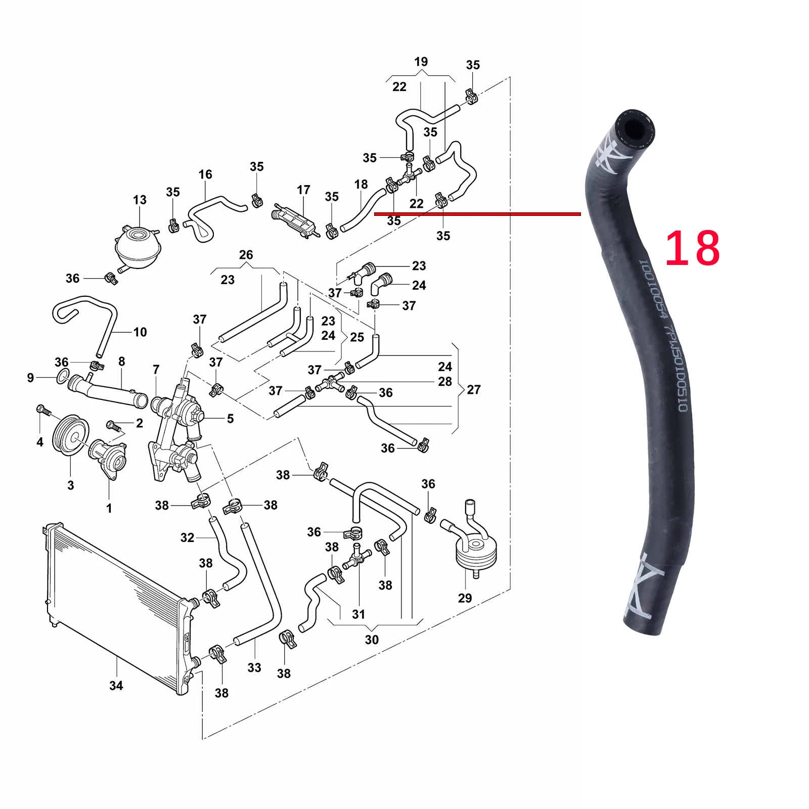 

Car Transmission Cooler Hose For VW BORA 2010-2016 LAVIDA A4 2010-2014 1.6L 180121447A High-Quality Engine Cooling Accessories