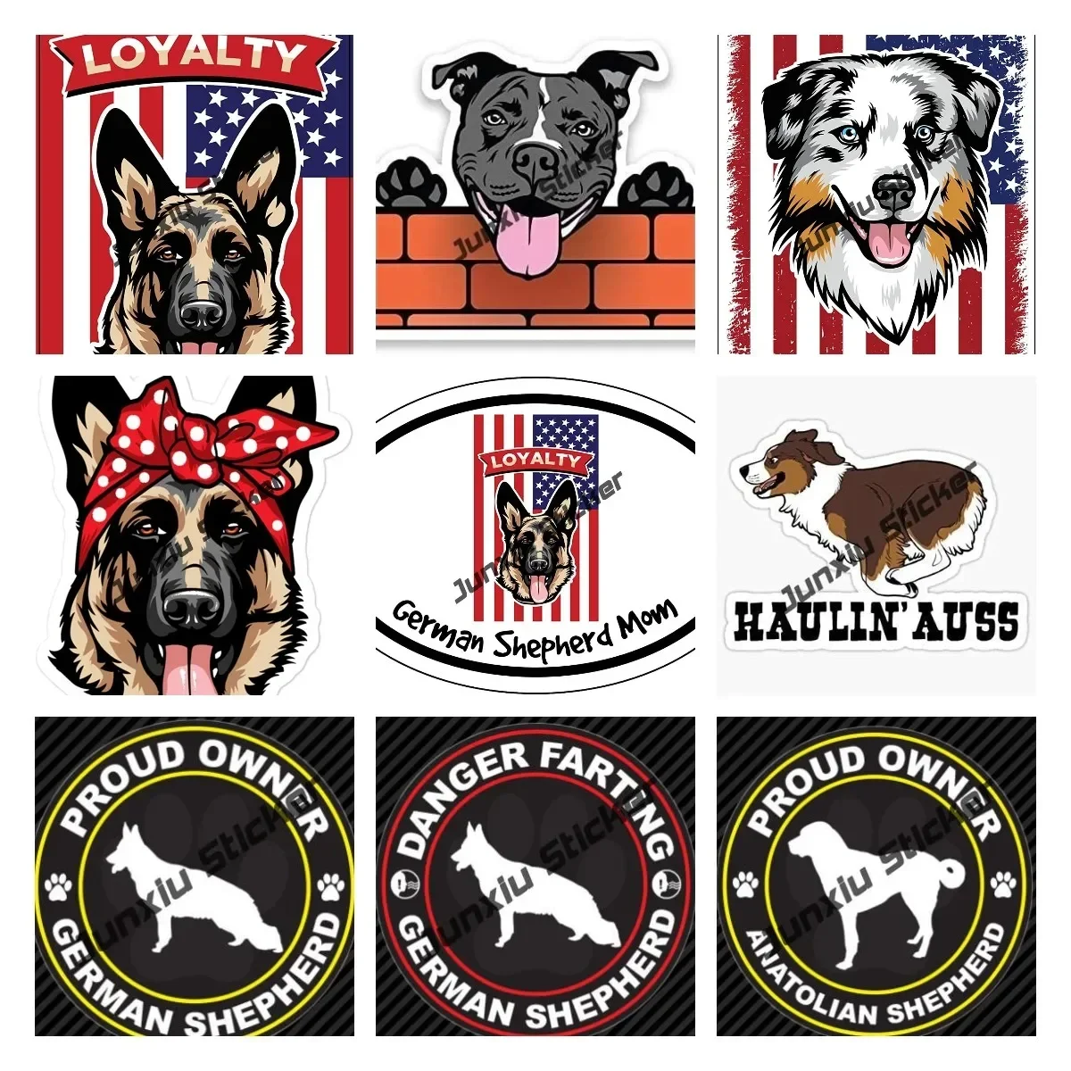 

German Shepherds Sticker American Australian Shepherd Cartoon Dog Decal Outdoor Waterproofing Car Accessories for Car SUV Bumper