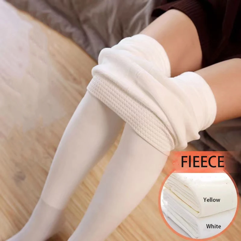 Solid Yoga Style Pantyhose Fleece Lined High Waist Hosiery Daily White Commute Streetwear High Elasticity Soft Durable Pantyhose