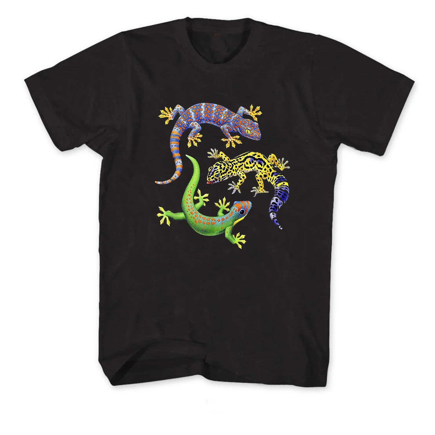 

Cute Colourful Gecko Wildlife Reptile Lizard T-Shirt 100% Cotton O-Neck Summer Short Sleeve Casual Mens T-shirt Size S-3XL