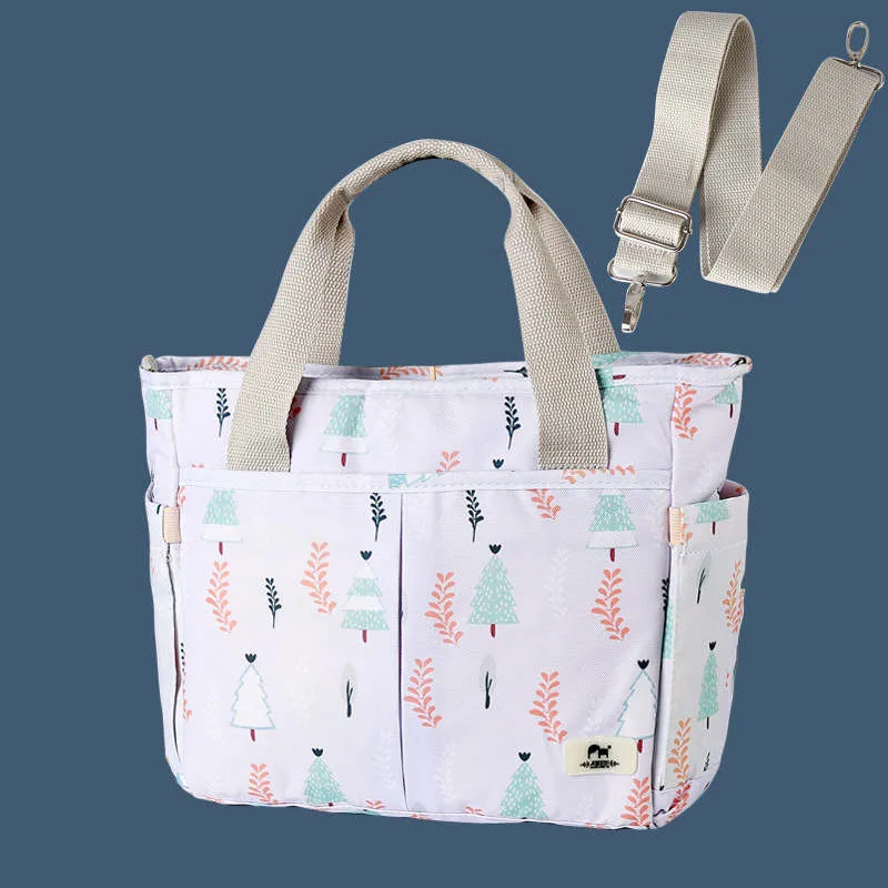 Bolso de hombro con patrón de impresión Simple para mamá, organizador de pañales para cochecito de niños, bolsa multifunción para recién nacidos,