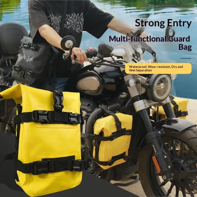 Universal Motorcycle Crash Bar Bag Waterproof PVC Heavy Duty Motorbike Riding Storage Pouch for All Weather Use