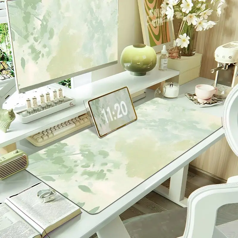 Green Thicket Butterfly PU Leather Desk Pad Non-Slip Large XXL Small Mouse Pad Pc Home &Office Game Laptop Keyboard Pad Carpet