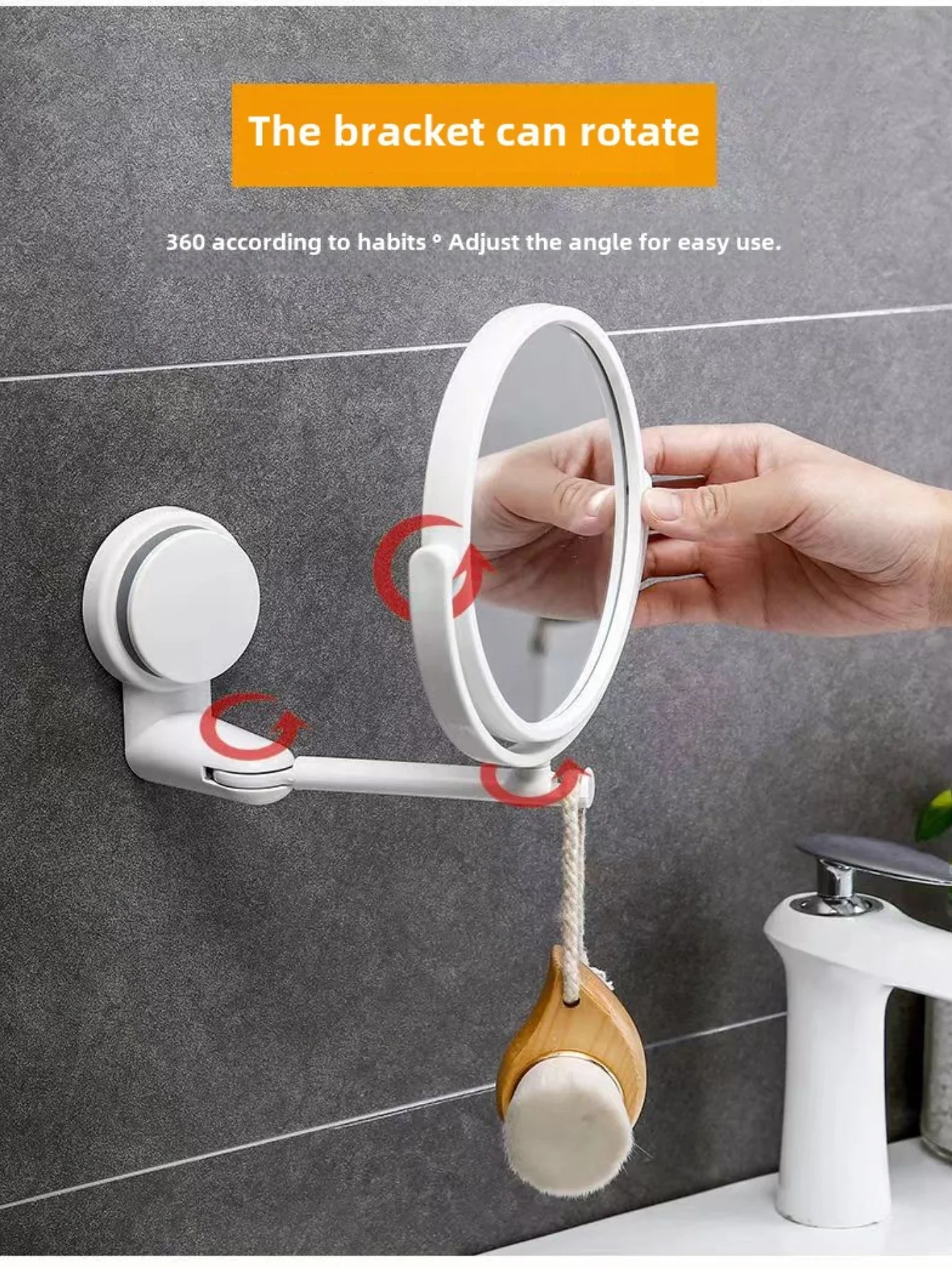 Foldable No Punching Wall Mounted Bathroom Mirror Small Circular Dressing Makeup Mirror for Home Toilet Student Dormitory