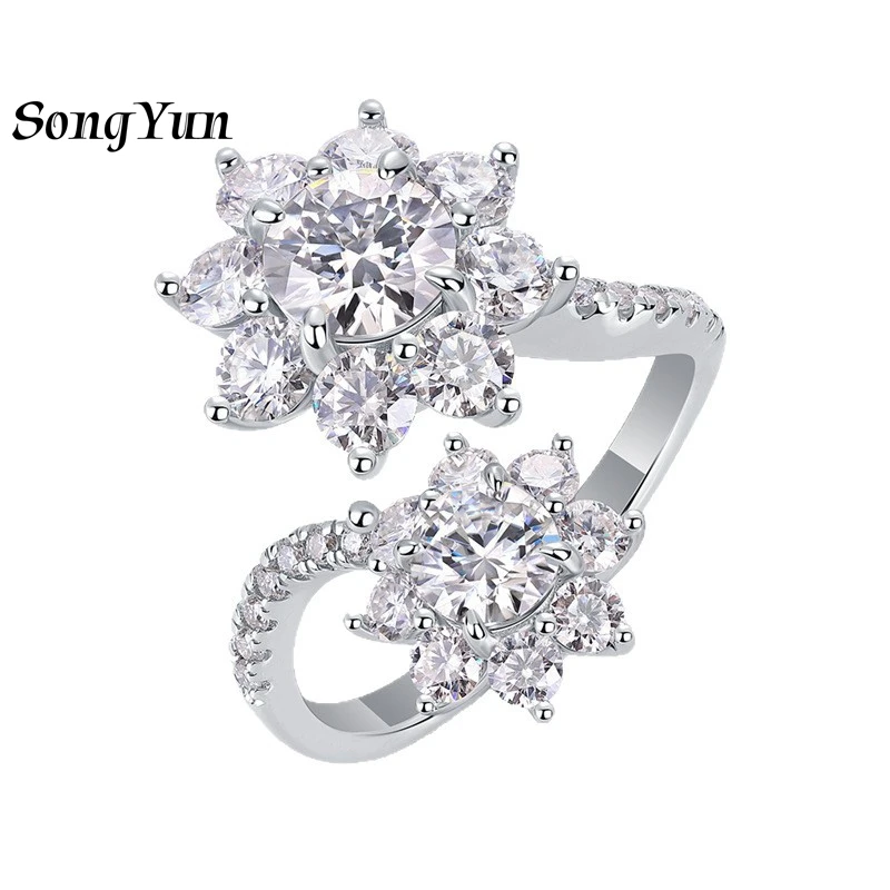 

SONGYUN Designer Jewelry 925 Sterling Silver Ring D Color Moissanite Casual Ring for Spouse 18K Gold Plated SYT Patent Fine Ring