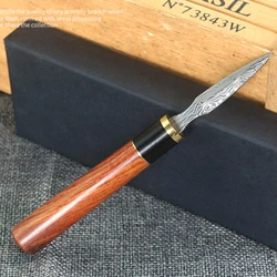 Tea Knife Needle Pick Damascus Steel Puer Tea Tools Cone Needle Breaking Prying Tea Brick Professional Tool With box