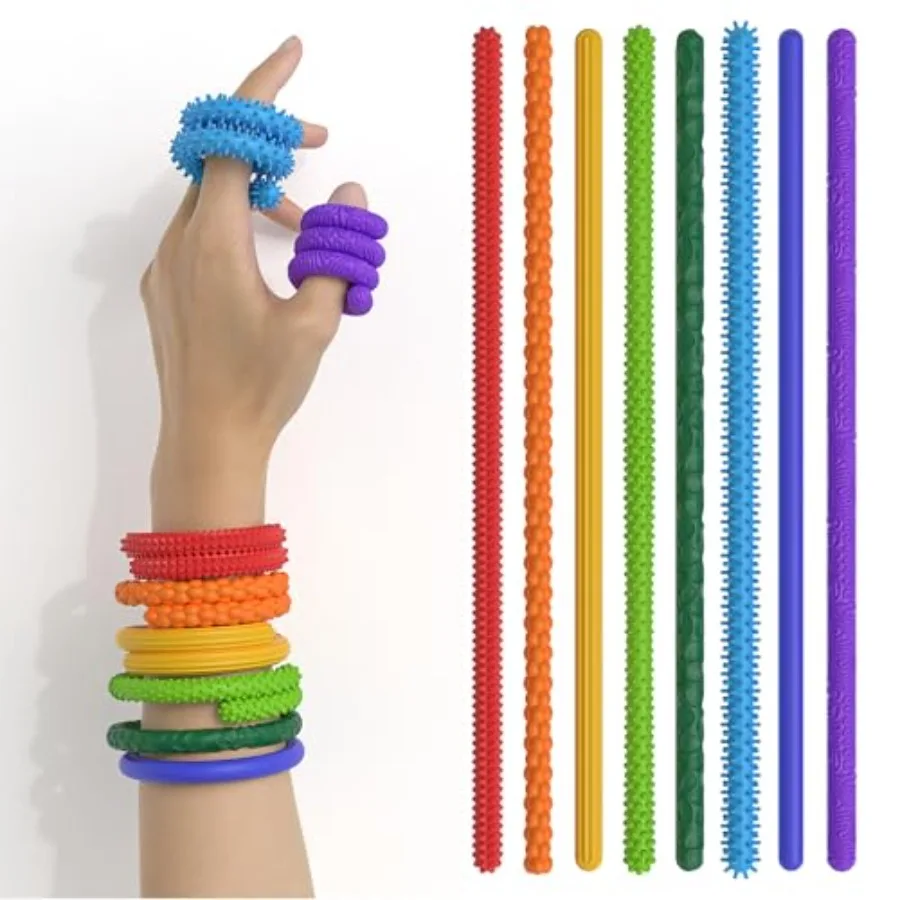 

Quality Assurance 8-Pack Sensory Stretchy Fidget Toys for - Stress Relief Toys for Anxiety, ADHD, Autism Special Needs, Flexibl