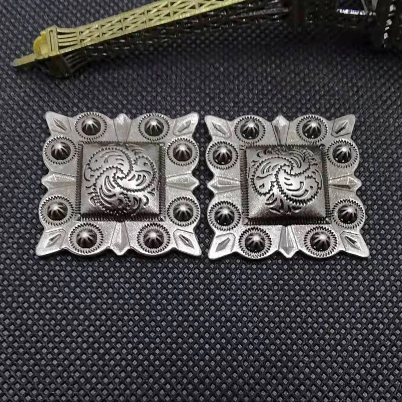 5PCS 31MM Western Cowboy Berry Saddle Bridle Leathercraft Square Rivet Silver Belt Concho Decor DIY Sewing Accessory
