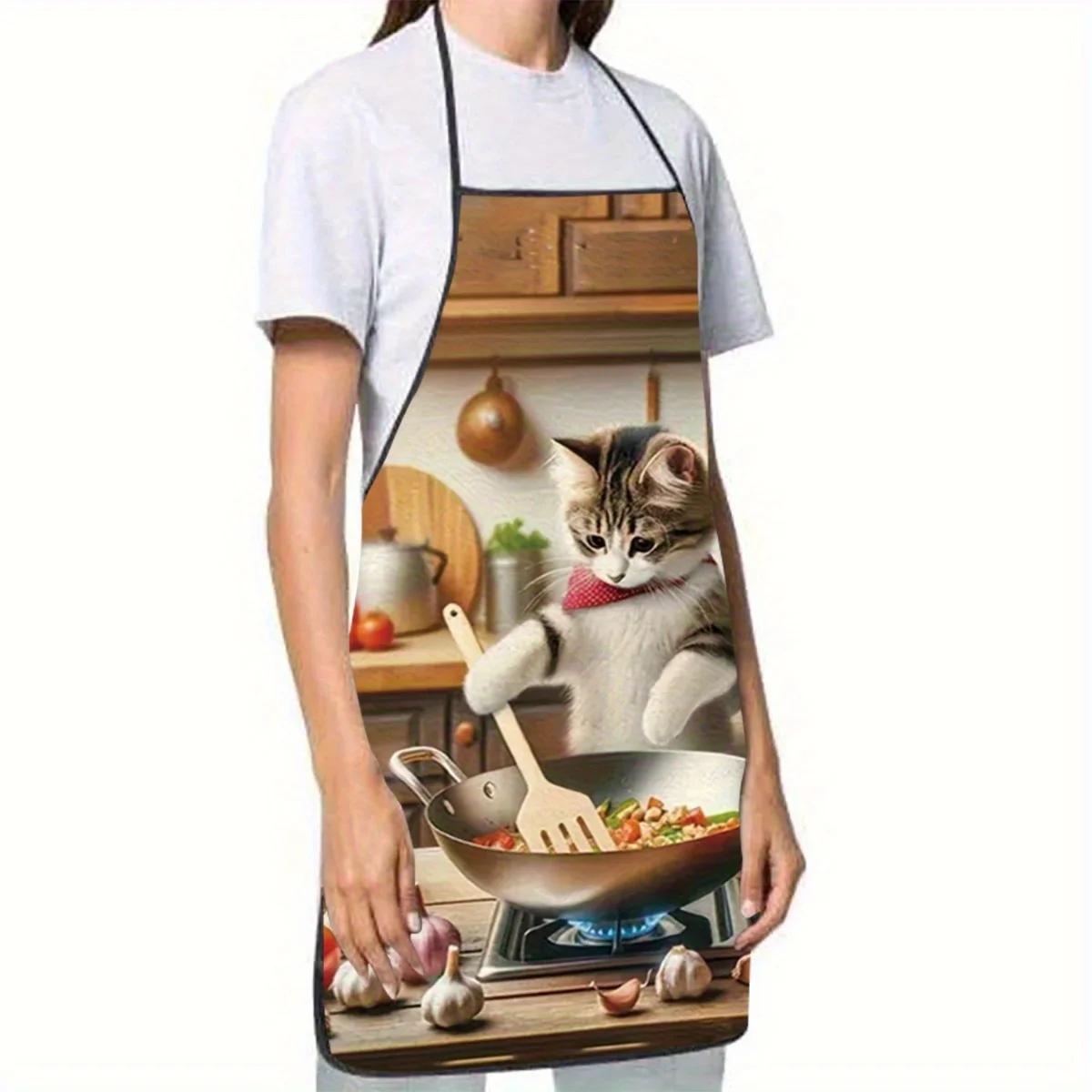 

Фартук из полиэстера с забавным котом для приготовления пищи, жарки, приготовления пищи, выпечки, уборки дома, вечеринок на открытом воздухе | Прочная и стильная кухня