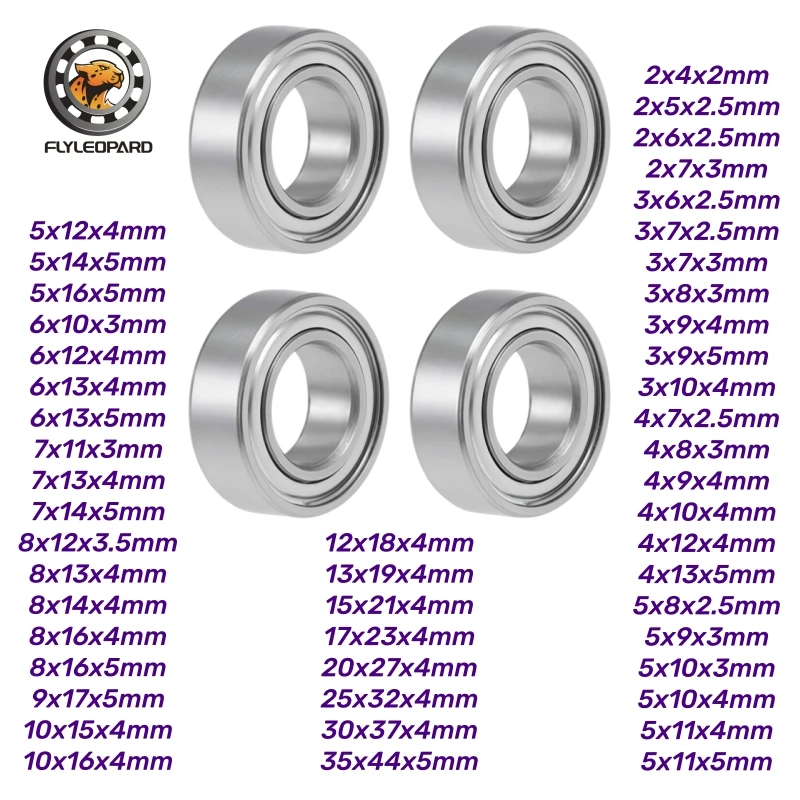 4Pcs/lot RC Car Bearing Kit 2x4x2 2x5x2.5 3x6x2.5 4x7x2.5 5x8x2.5 5x10x4 5x11x4 6x10x3 8x12x3.5 10x15x4 12x18x4 mm Small Bearing