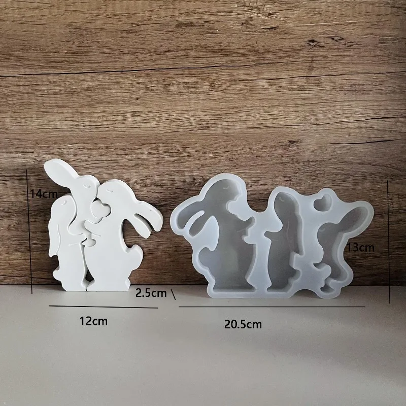 Easter Bunny Candle Decoration Silicone Molds DIY Gypsum Aromatherapy Family Rabbit Ornament Resin Mold Home Handicrafts Casting