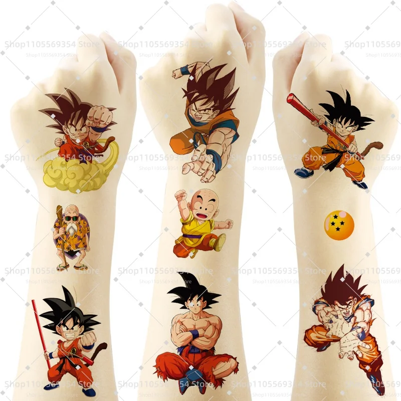 1/4 Stück Anime Goku Dragon Ball Tattoo-Aufkleber Partyzubehör Cartoon Temporäre Tattoos Kunst-Tattoos Geburtstagsgeschenk Partybedarf