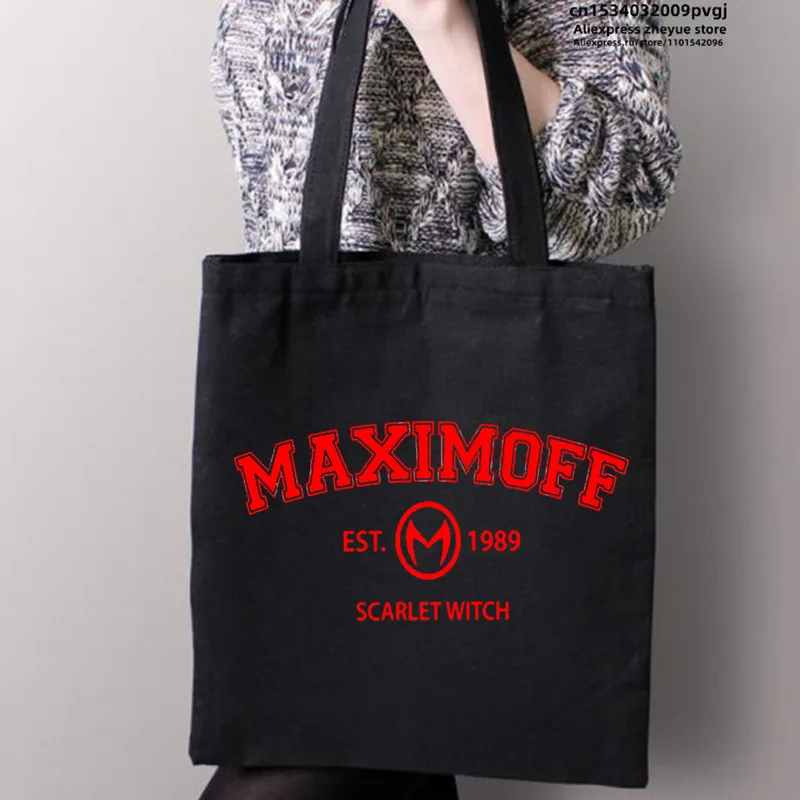 Wanda Maximoff 1989 Vintage Wandavision TV Series Letter Shopping Bag Canvas Bags Shopper Security Bag Reusable Shopper Canvas